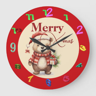 X-mas with a teddy large clock