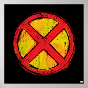 X-Men   Red and Yellow Spraypaint X Icon Poster