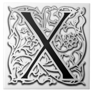 X Monogram "Silver Besque" Ceramic Tile