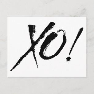 X&O Hugs And Kisses Love Black & White Postcard