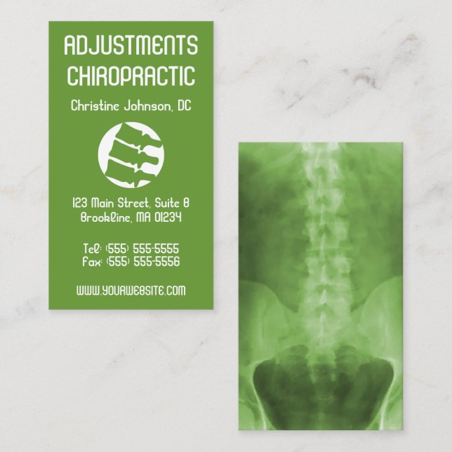 X-Ray Art Vertical Chiropractic Business Cards (Front/Back)