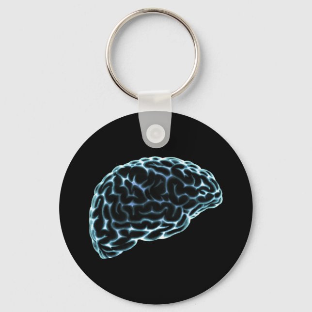 X-RAY BRAIN SIDE VIEW BLUE KEY RING (Front)