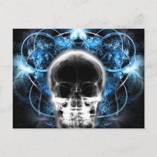 X-Ray Butterfly Fractal Skull - Blue Postcard