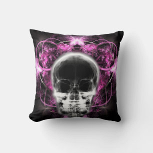 X-Ray Butterfly Fractal Skull - Pink Cushion