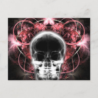 X-Ray Butterfly Fractal Skull - Red Postcard
