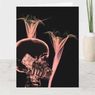 X-Ray Cell Phone Skull & Flowers - Orange Card