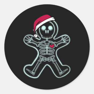 X-ray Gingerbread Man Skeleton Christmas Nurse Xra Classic Round Sticker