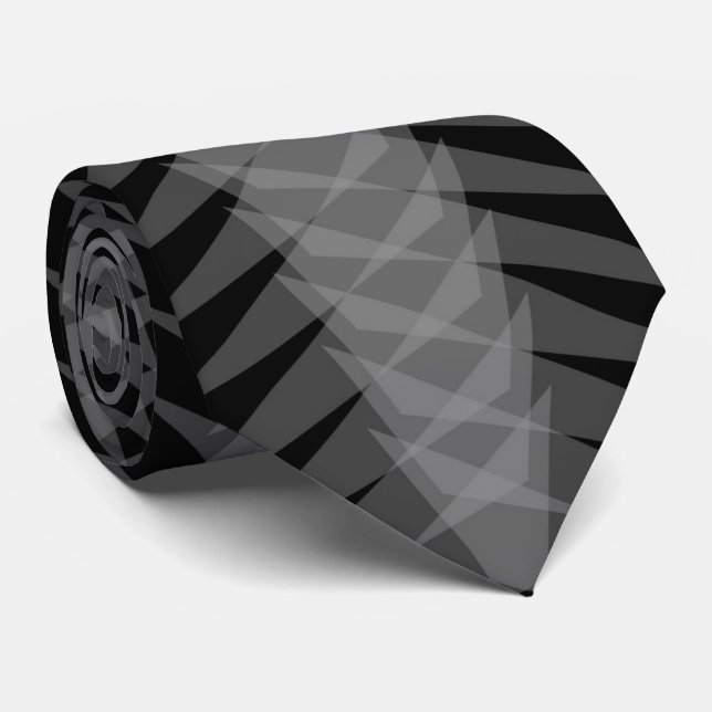 X Ray Gray On Black Spiny Modern Abstract Design Tie (Rolled)