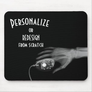 X-Ray Hand & Computer Mouse - B&W Mouse Pad