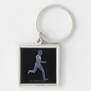 X-ray of the vascular system in a running man key ring
