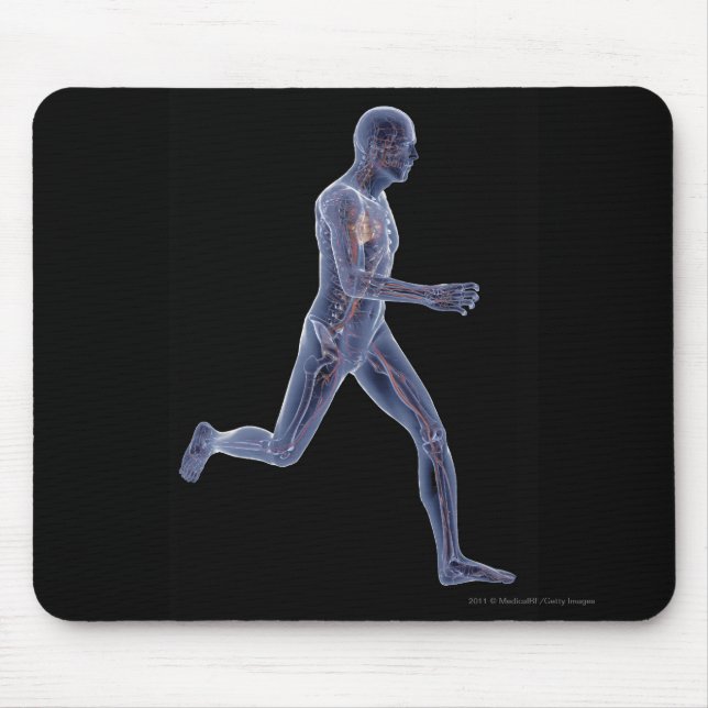 X-ray of the vascular system in a running man mouse pad (Front)