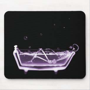 X-Ray Skeleton B&W Bath Time Purple Mouse Pad