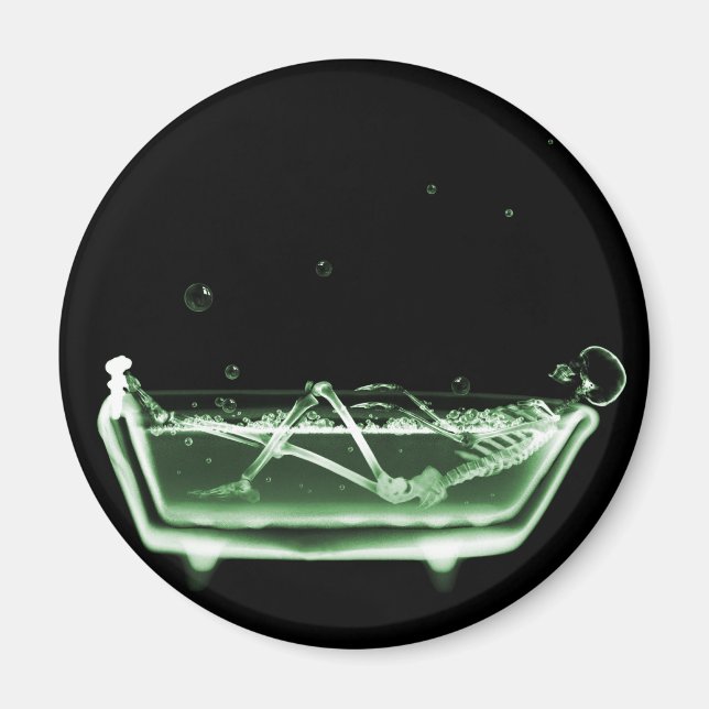 X-Ray Skeleton Bath Black Green Magnet (Front)