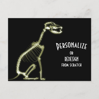 X-Ray Skeleton Dog - Yellow Postcard