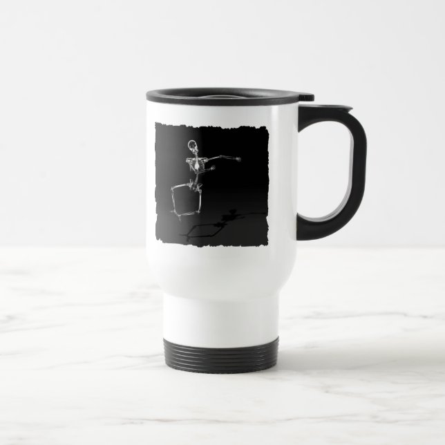 X-RAY SKELETON JOY LEAP B&W TRAVEL MUG (Right)