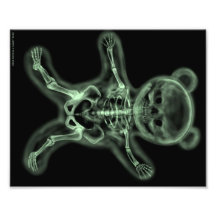 X-ray skeleton of a scare bear pop art poster