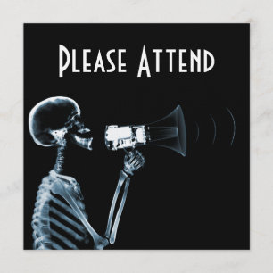 X-RAY SKELETON ON MEGAPHONE - BLUE INVITATION