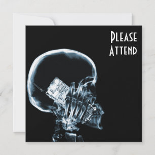 X-RAY SKELETON ON PHONE - BLUE INVITATION