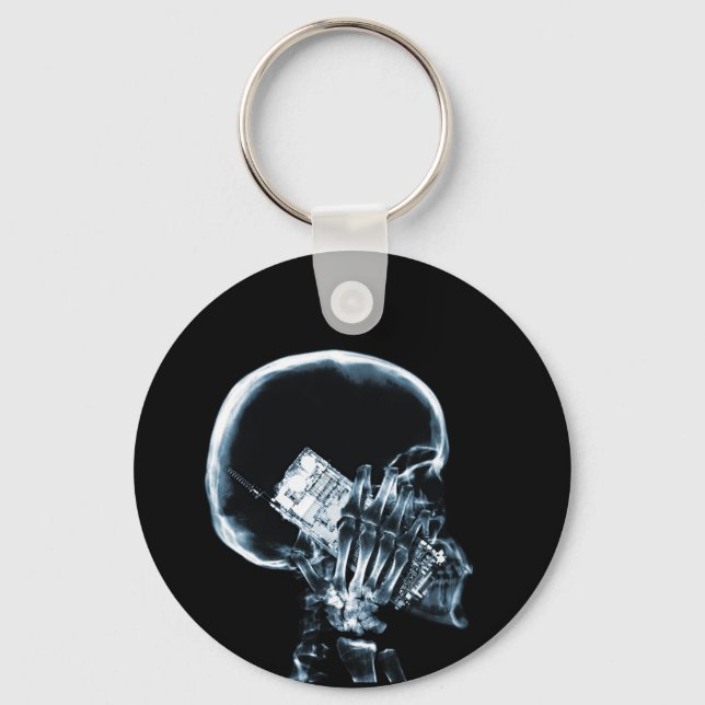 X-RAY SKELETON ON PHONE - BLUE KEY RING (Front)