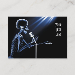 X-RAY SKELETON SINGING ON RETRO MIC - BLUE BUSINESS CARD