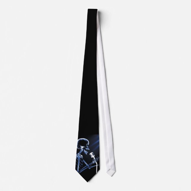 X-RAY SKELETON SINGING ON RETRO MIC - BLUE TIE (Front)