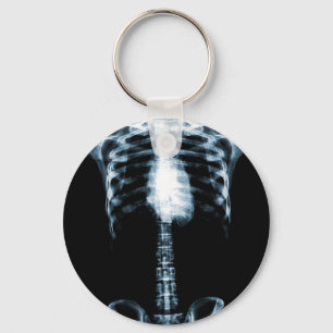 X-RAY SKELETON TORSO RIBS BLUE KEY RING