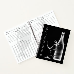 X-Ray Skeleton Wine Bottle Recipe Book - B&W