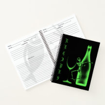 X-Ray Skeleton Wine Bottle Recipe Book - Green
