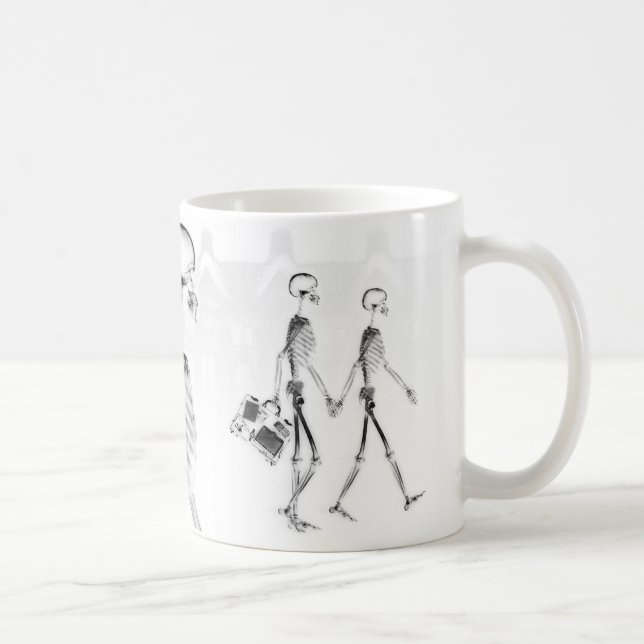 X-Ray Skeletons Afternoon Stroll Neg BW Coffee Mug (Right)