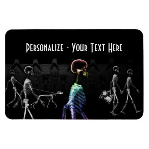 X-Ray Skeletons Midnight Stroll - B&W & Rainbow Magnet