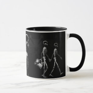 X-Ray Skeletons Midnight Stroll Black White Mug