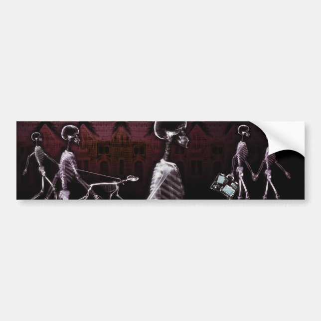 X-Ray Skeletons Midnight Stroll Bumper Sticker (Front)