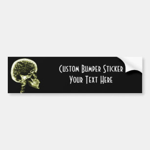 X-RAY SKULL BRAIN - YELLOW BUMPER STICKER
