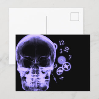 X-Ray Skull & Clock Parts - Purple Postcard