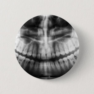 X-Ray Teeth Mouth Smile Black and White 6 Cm Round Badge