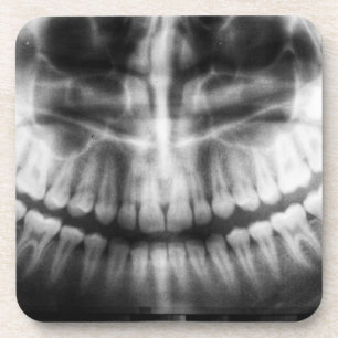 X-Ray Teeth Mouth Smile Black and White Coaster