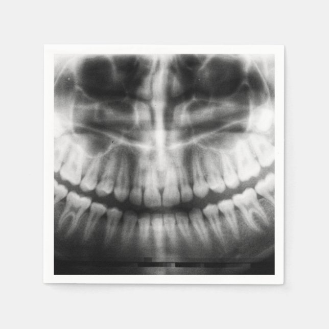 X-Ray Teeth Mouth Smile Black and White Napkin (Front)