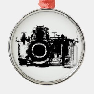 X-RAY VISION CAMERA - BLACK & WHITE METAL TREE DECORATION