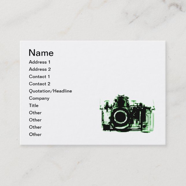 X-RAY VISION CAMERA - GREEN BUSINESS CARD (Front)