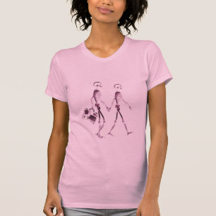 X-Ray Vision Skeleton Couple Travelling - Pink T-Shirt