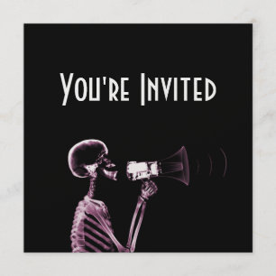 X-RAY VISION SKELETON ON MEGAPHONE -PINK INVITATION