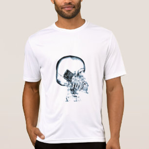 X-RAY VISION SKELETON SKULL ON PHONE - BLUE T-Shirt