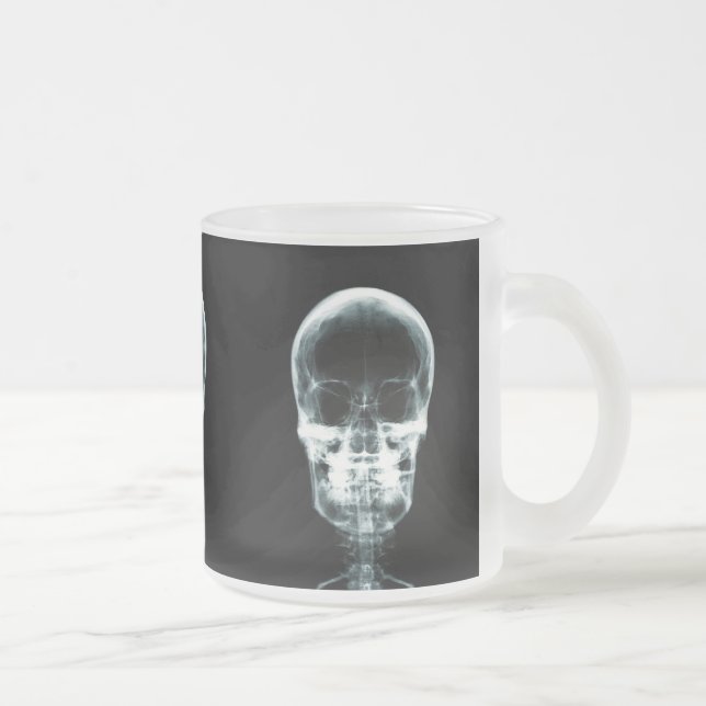 X-RAY VISION SKELETON SKULL - ORIGINAL FROSTED GLASS COFFEE MUG (Right)