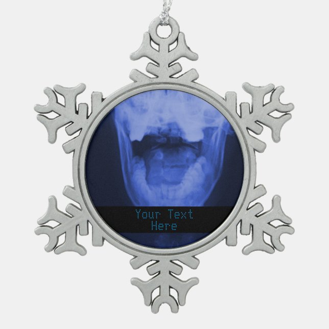 X-rayed 3 - Electromagnetic Blue Snowflake Pewter Christmas Ornament (Front)