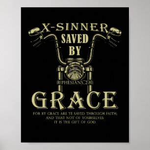 X-Sinner Saved by Grace Christian Faith Motorcycle Poster