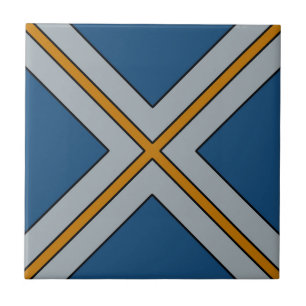 X Stripes in Blue, Gray and Yellow Tile