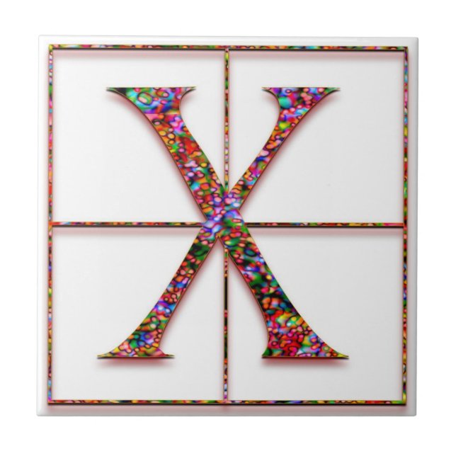 X Trajanus Red Custom Monogram Tile (Front)