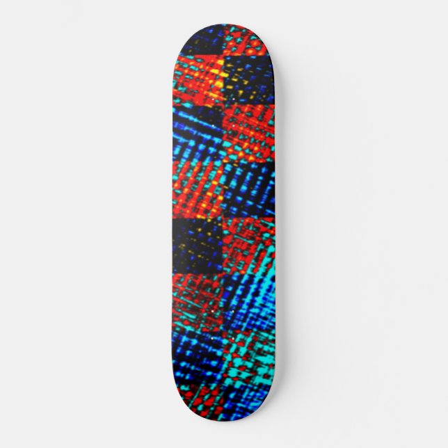 Xadrez laranja, blue, fake sujo ou stained. skateboard (Front)