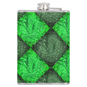 Xadrez verde falsa grama ou folhas de coqueiro. hip flask