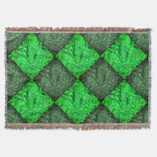 Xadrez verde falsa grama ou folhas de coqueiro. throw blanket